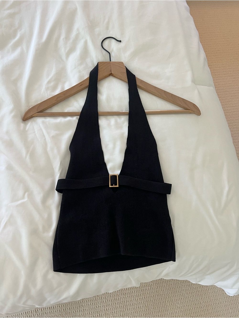 Black Halter Knit Top